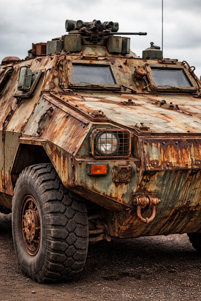 rusted military vehicle